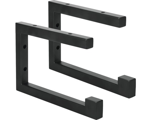 Zwei schwarze Regalwinkel aus Metall