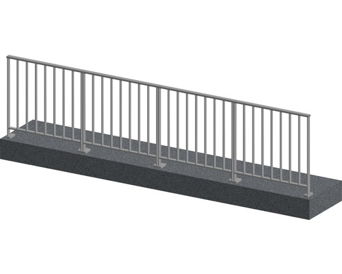 Kit complet de garde-corps Pertura Triton anthracite en G aluminium pour montage au sol 4 m Garde-corps en métal sur fondation en béton