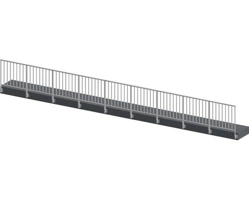 Kit complet de garde-corps Pertura Triton anthracite en G aluminium pour montage latéral 9 m Illustration d''une rampe avec une balustrade