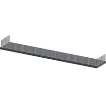 Draufsicht einer langen, schmalen Metallbrücke mit Geländer