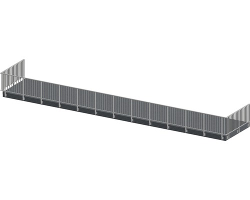 Kit complet de garde-corps Pertura Triton anthracite en U aluminium pour montage latéral 17 m Passerelle avec rampe