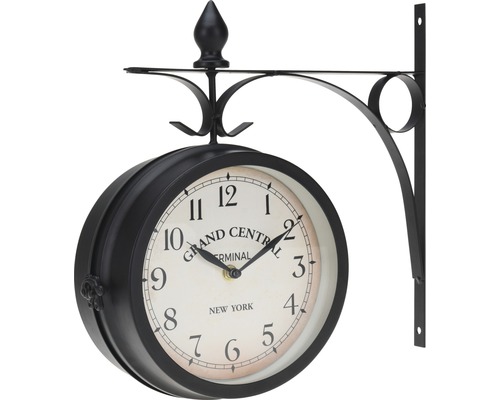 Horloge murale rétro horloge de gare double face avec support mural 33x33x9 cm Horloge murale avec l''inscription Grand Central Terminal New York