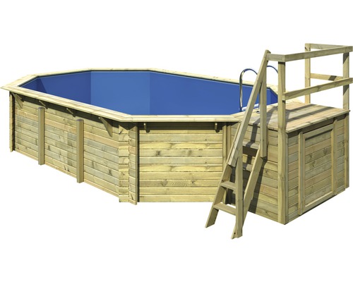 Piscine en bois avec échelle et plateforme
