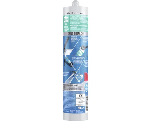 Sista Mastic silicone sanitaire, blanc, cartouche de 280 ml