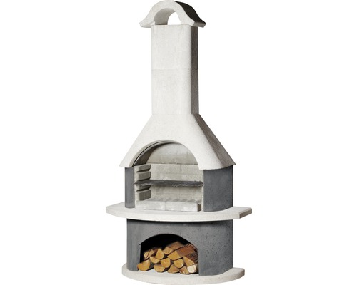 Barbecue cheminée Buschbeck Meran 65 x 110 x 210 cm béton gris anthracite blanc