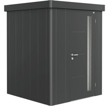 Armoire de jardin avec porte et fenêtre latérale.