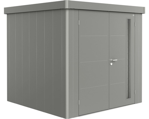 Remise à outils biohort Neo 2B porte à deux vantaux 236 x 236 cm gris quartz métallique