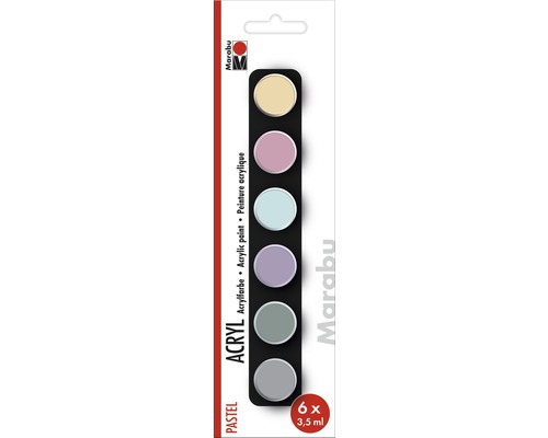 Jeu de peintures acryliques Marabu Pastel 6x 3,5 ml