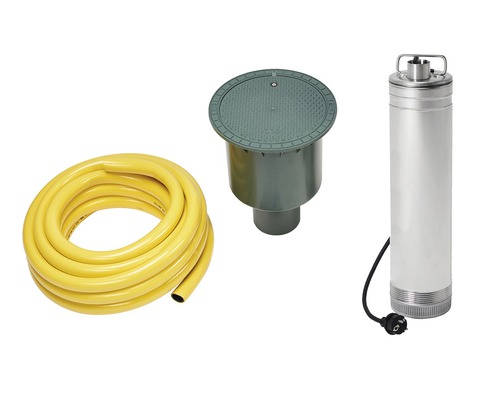 Kit de construction de puits avec pompe immergée, couvercle de puits et tuyau