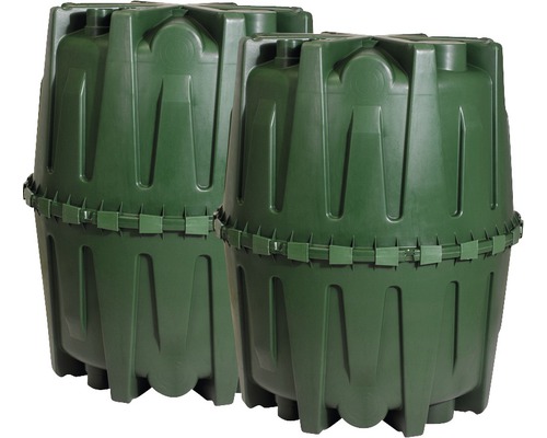 Cuve à enterrer 4rain Herkules kit de réservoir à eau de pluie 3200 L Deux récupérateurs d''eau de pluie en plastique