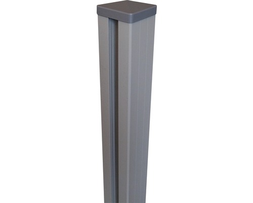Poteau aluminium GroJa Flex/Lumino avec chapeau DB703 à sceller dans le béton 7 x 7 x 300 cm gris argent
