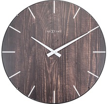 Horloge murale Edge-Wood-Dome plastique marron Ø 35 cm