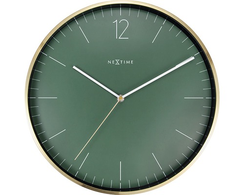 Wanduhr Essential Gold Glas Metall grün Ø 34 cm