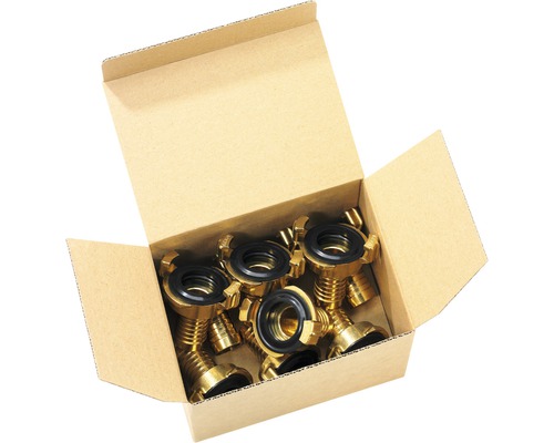 Élément de tuyau flexible GEKA 3/4" MS pack pro, 10 pièces Caisse de raccords Storz en laiton pour tuyaux d''incendie