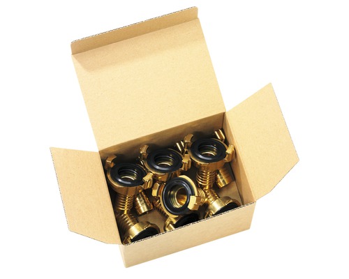 Élément de tuyau flexible GEKA 1" MS PACK PRO, 10 pièces Carton ouvert contenant plusieurs raccords Storz en laiton