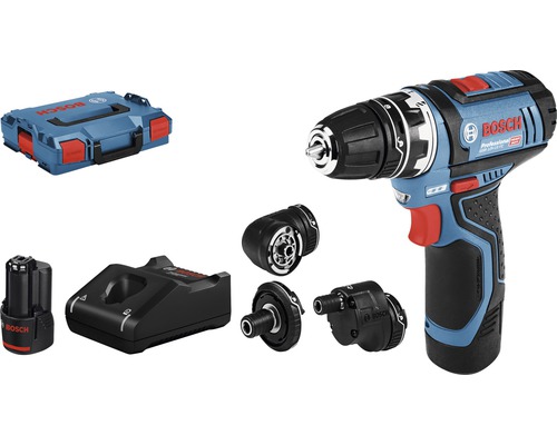 Perceuse-visseuse sans fil Bosch Professional GSR 12V-15 FC avec 2 batteries (2,0 Ah), 4 embouts et L-BOXX