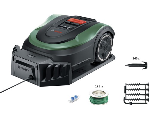 Bosch Mähroboter mit Begrenzungskabel, 240 Heringen und Verbindungsklemmen