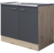 Meuble d'évier Flex Well avec évier Tiago lxpxh 100x60x85 cm gris basalte mat démonté