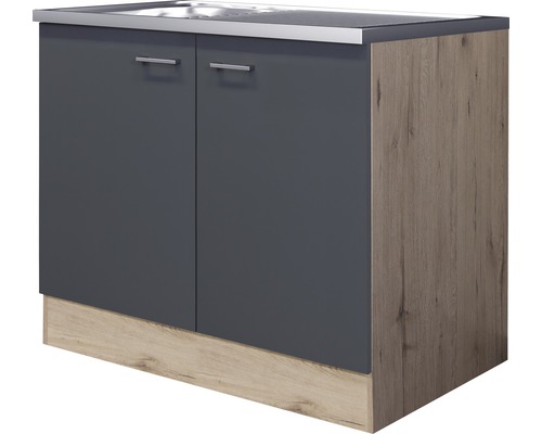 Spülenschrank Flex-Well Tiago 100 cm basaltgrau