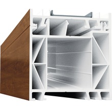 Profilé de fenêtre en plastique avec décor bois