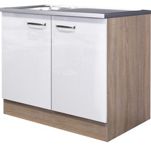 Flex Well Spülenschrank inkl Spüle Valero BxTxH 100 x 60 x 86 cm weiß hochglanz zerlegt 00012094