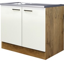 Flex Well Spülenschrank inkl Spüle Vintea BxTxH 100 x 60 x 85 cm magnolienweiss matt zerlegt 00012095