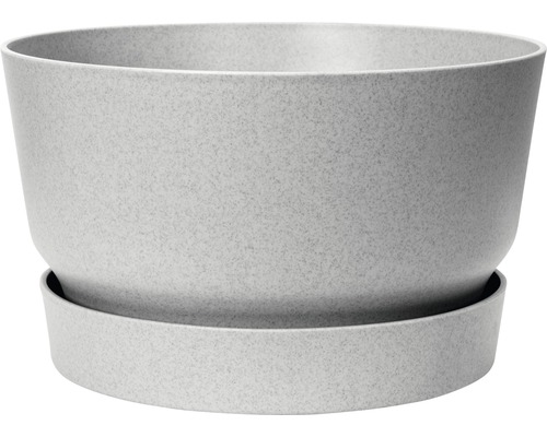 Pflanzschale elho greenville Kunststoff Ø 33 cm H 19,5 cm grau Runder Blumentopf mit Untersetzer