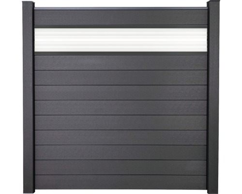 Élément principal GroJa Flex système d'enfichage sans poteaux avec élément design insert en verre de 30 cm 180 x 180 cm anthracite