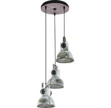 Suspension 3 ampoules h 150 cm Ø de l'abat-jour 27 cm marron/patine/noir