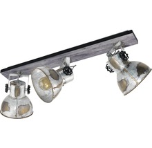 Plafonnier acier/bois à 3 ampoules Lxl 750x90 mm Barnstaple marron-patine/noir-thumb-1