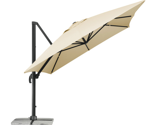 Parasol déporté, parasol de jardin Schneider Rhodos Grande 300 x 400 cm rectangulaire nature