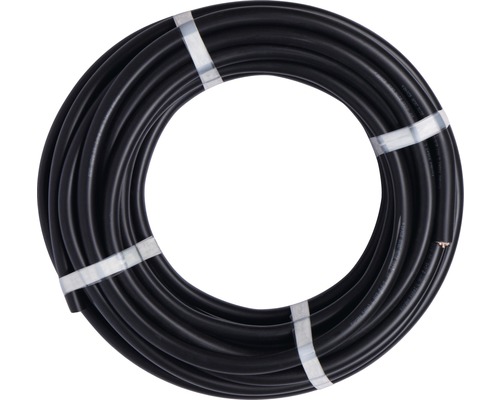 Câble souterrain NYY-J 5x10 mm² noir 20 m Câble de terre noir enroulé et fixé avec du ruban adhésif