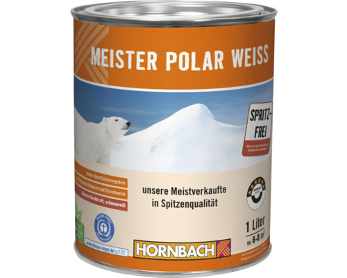 HORNBACH Wandfarbe Meister Polarweiß weiß spritzfrei konservierungsmittelfrei 1 L