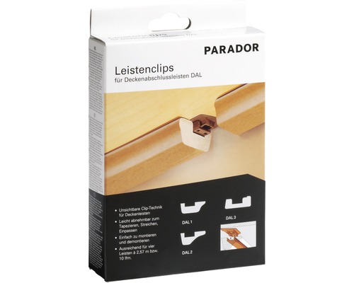 Parador Leistenclips für Deckenabschlussleisten DAL in einer Verpackung