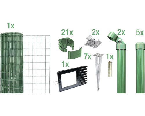 Ensemble complet de clôture ALBERTS kit Fix-Clip Pro avec douilles de sol 10 x 0,81 m vert