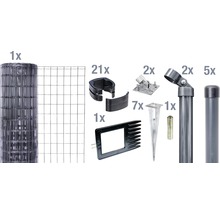 Ensemble complet de clôture ALBERTS kit Fix-Clip Pro avec douilles de sol 10 x 1,22 m anthracite-thumb-0