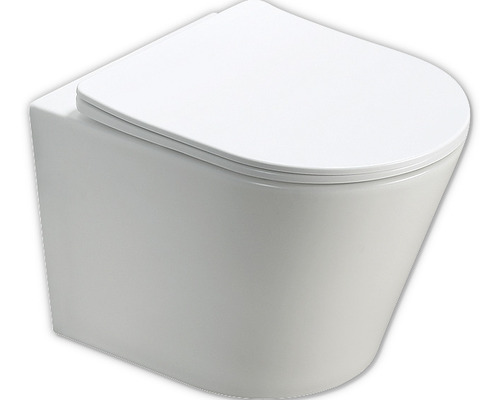 Ensemble WC sans bride NAKIA cuvette à fond creux suspendu blanc mat avec abattant WC avec frein de chute Ensemble WC sans bride NAKIA cuvette à fond creux suspendu blanc mat avec abattant WC avec frein de chute