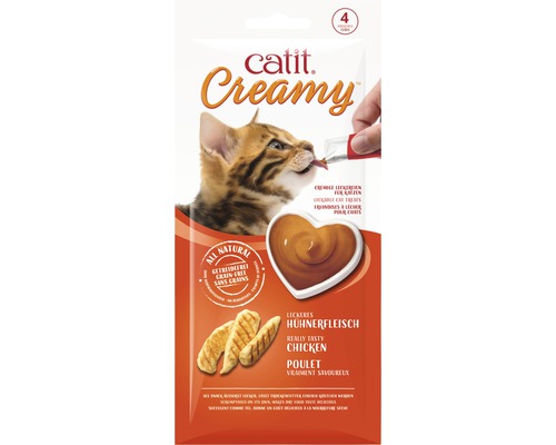 En-cas pour chats cat it Creamy poulet, paquet de 4 40 g Catit Creamy collation pour chat au goût de poulet, sans céréales, 4 pièces