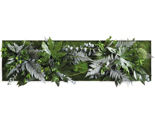 Tableau végétal Design jungle cadre blanc 140x40 cm