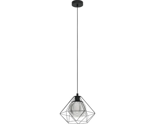 Suspension 1 ampoule hxØ 110x32,5 cm noir verre pulvérisé noir/transparent