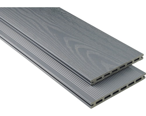 Lame de terrasse Konsta en bois composite Extenso alvéolé 20x190x3000 mm gris clair
