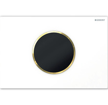 Plaque de commande GEBERIT Sigma 10 HyTronic plaque de commande WC sans contact fonctionnement à pile blanc brillant / anneau décoratif or 115.908.KK.1-thumb-0