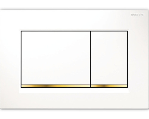 Plaque de commande GEBERIT Sigma 30 plaque brillant / touche blanc doré brillant 115.883.KK.1-0