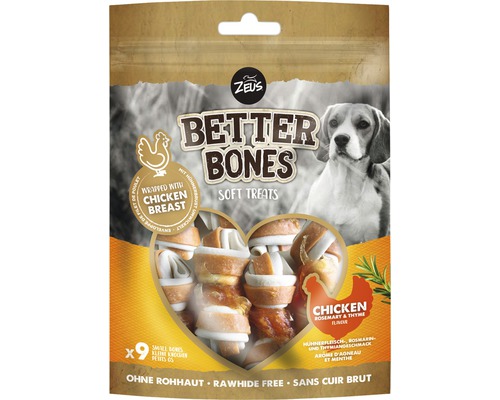 Friandises pour chien ZEUS Better Bones poulet thym 7,5 cm 9 pièces 214 g friandises à mâcher