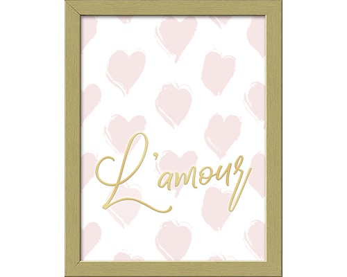 Gerahmtes Bild L'amour 19x24 cm Gerahmtes Bild mit dem Schriftzug L''amour und Herzmotiven