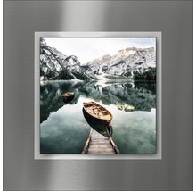 Décoration murale avec motif de lac de montagne et bateaux