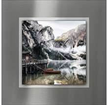 Tableau mural avec motif de lac de montagne et ponton