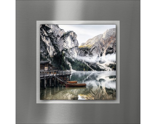 Tableau mural avec motif de lac de montagne et ponton