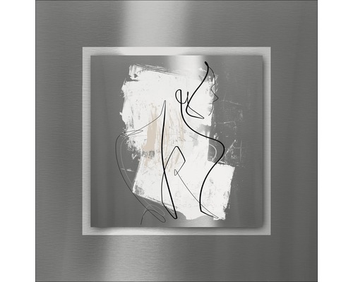 Peinture avec représentation de femme et cadre argenté