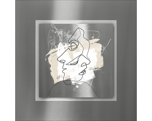 Image métallique décorative avec art abstrait du visage